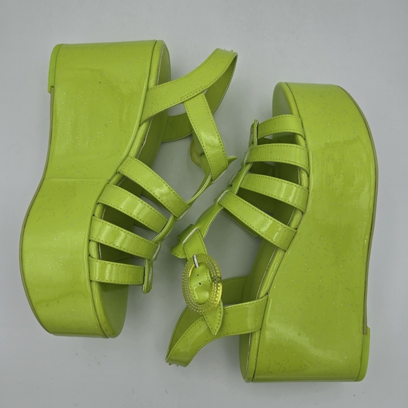 NWOT CIRCUS NY Sam Edelman Golda Platform Sandals—Wasabi (Sparkly Glitter Green) - Picture 15 of 16